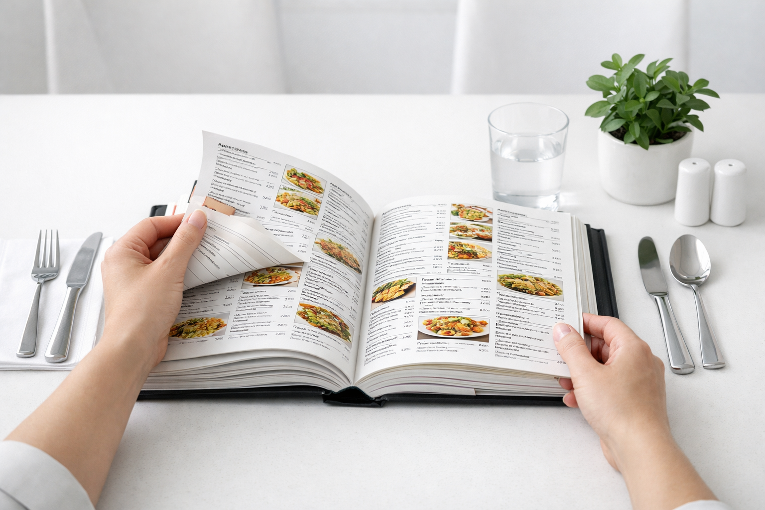 Traditional paper menu at restaurant